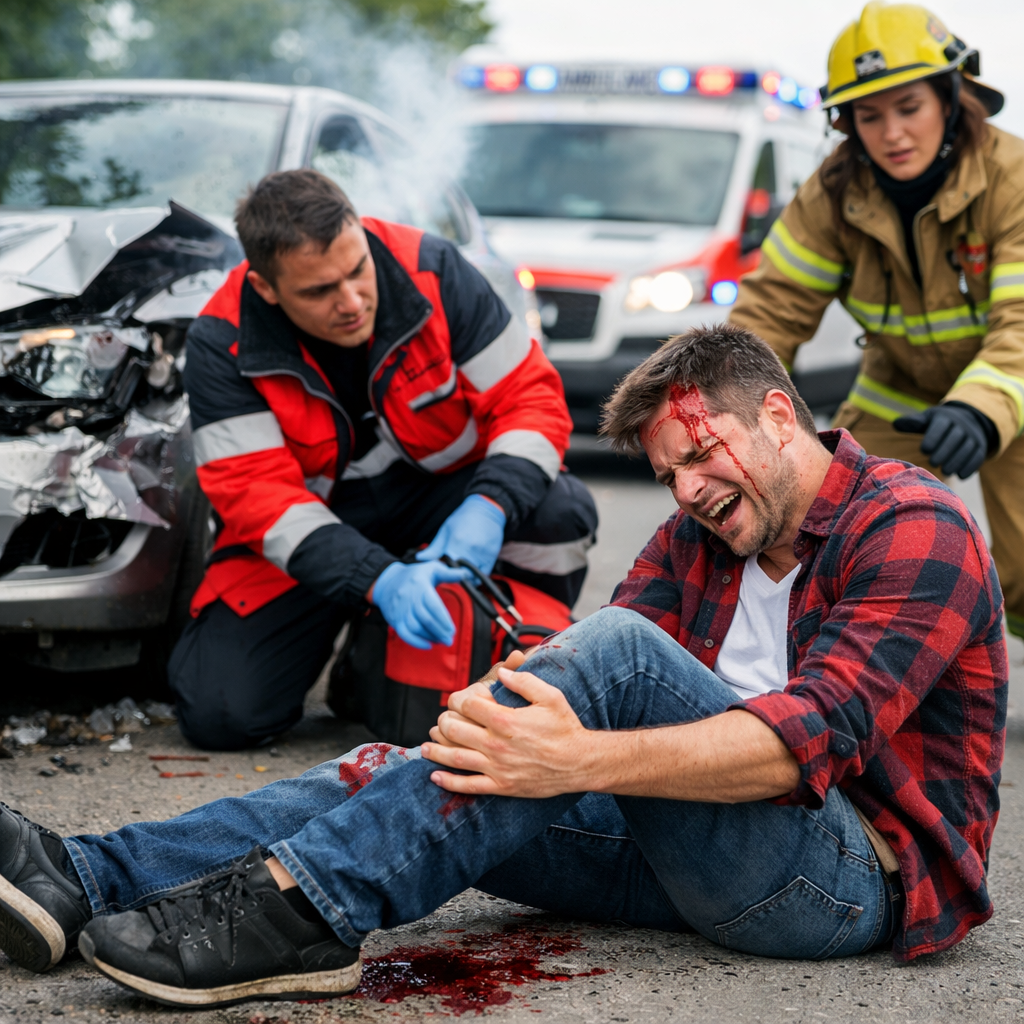 Jemanden der einen Unfall hat