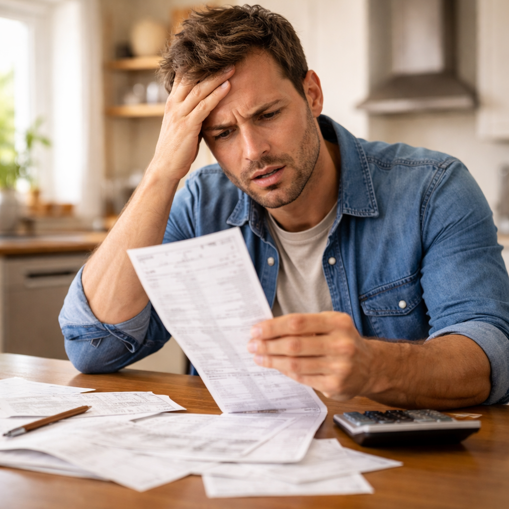 foto jemand sitzt vor einer rechnung und versteht sie nicht-1
