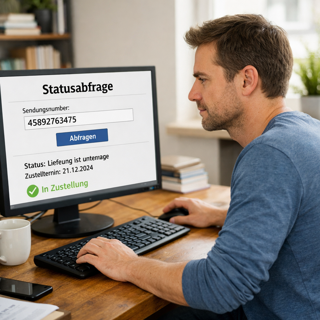zeige jemanden am computer der eine statusabfrage macht und ohne kopfhrer eine privatperson-1